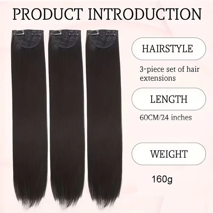 Extension capillaire synthétique longue et lisse de 24 pouces