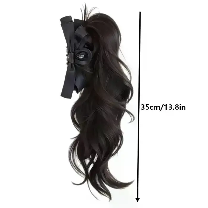 Perruque queue de cheval à clipser de 14 pouces : Extension de cheveux synthétiques bouclés et volumineux avec ruban pour une queue de cheval haute naturelle et un style quotidien