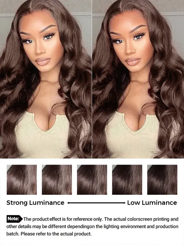 Perruque Lace Frontal Wig Body Wave brésilienne naturelle, cheveux vierges, brun chocolat, 13x4, 13x