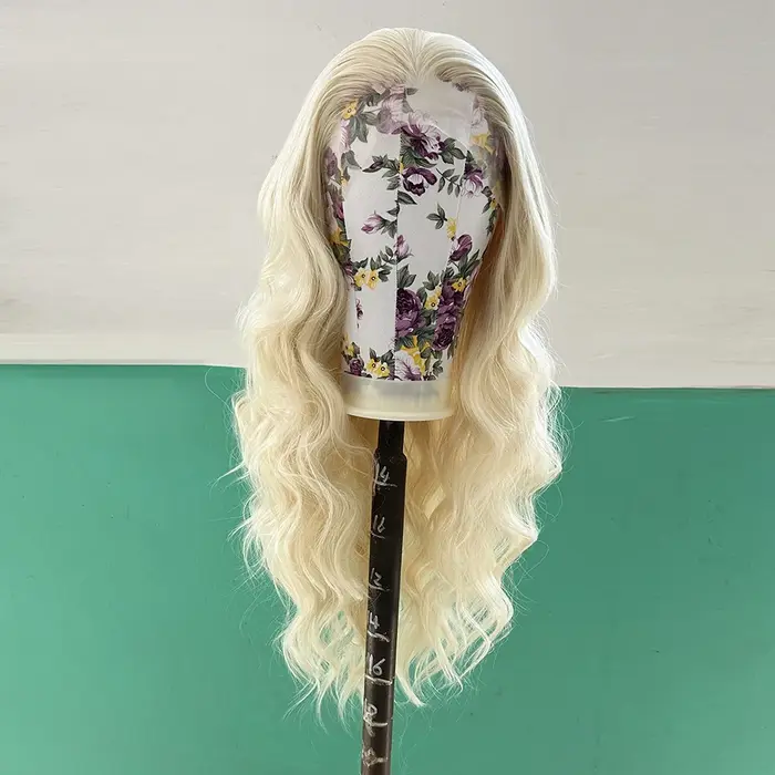 Perruque blonde en dentelle synthétique pour femme
