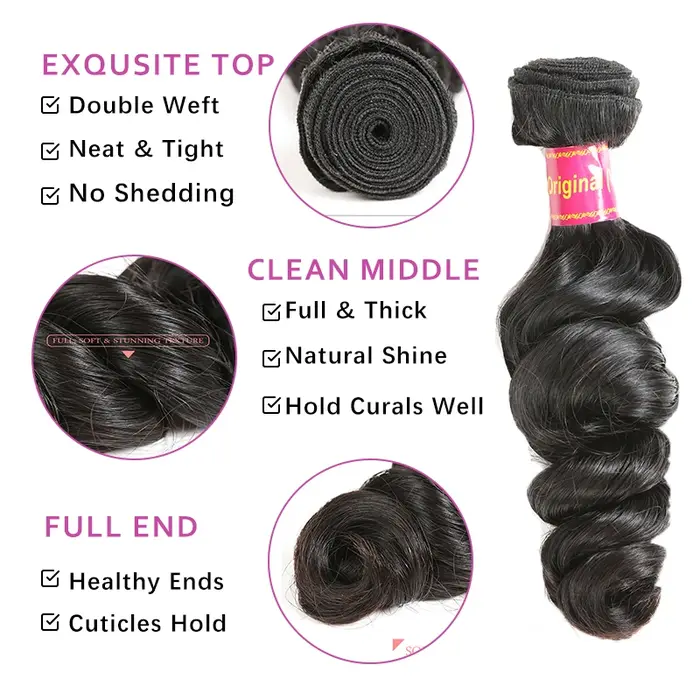 Tissage en lot brésilien naturel vierge brut 100%-ALI QUEEN HAIR, adt wave, 10 à 30 pouces, extensio