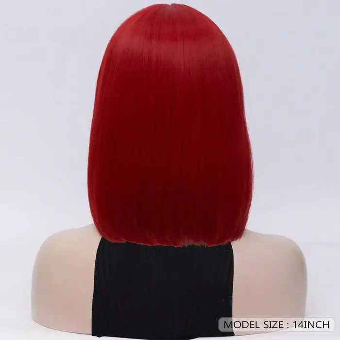 MSIWIGS femmes synthétiques droites courtes rouge Bob perruques avec frange Cosplay perruque femme