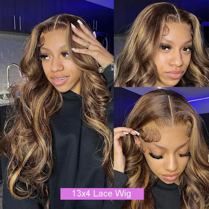 30 pouces couleur mettre en évidence perruques de cheveux humains brésilien vague de corps avant de