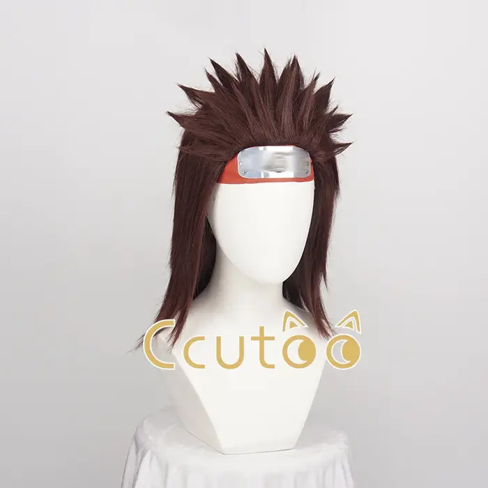 Ccutoo-Perruque de Cosplay en Cheveux Synthétiques, avec Bonnet, Vêtements de Sauna Rouge, Anime Choji Akimpiercing