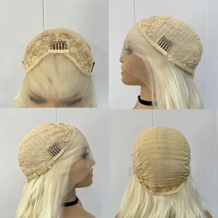 Perruque Lace Front Wig synthétique bouclée Blonde longue