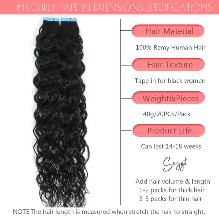 Extensions de Cheveux Humains Ondulés pour Femme