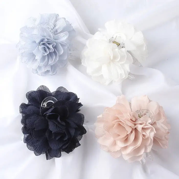 Pinces à cheveux en tissu à grandes fleurs pour femmes et filles