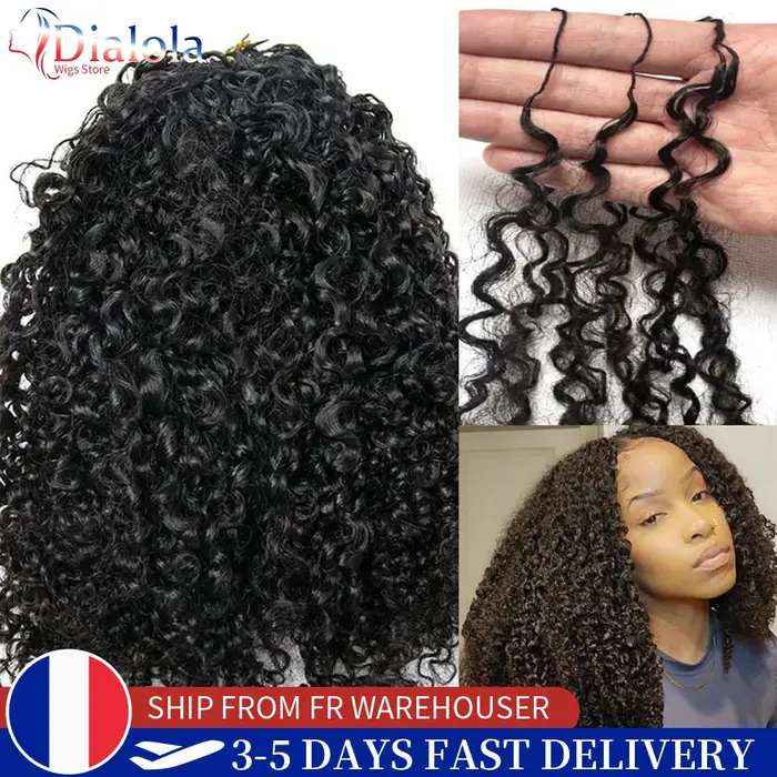 Extensions de cheveux humains au crochet Dialola Invisible Curly, boucles profondes Pixie, cheveux a