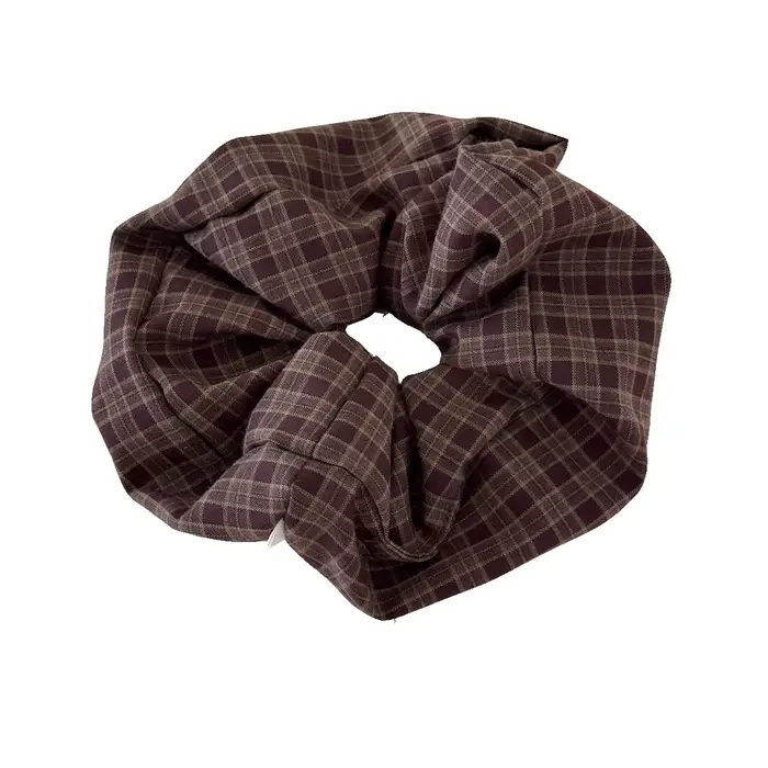 Coréen plaid rétro grand bandeau de cheveux attaché queue de cheval corde chouchous accessoires pour