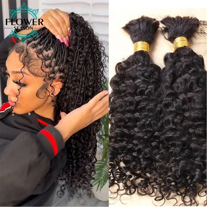 Cheveux humains en vrac pour tresser en gros tresses Boho birmans Extensions de cheveux humains sans
