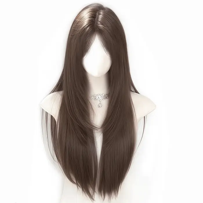 Perruque synthétique longue et lisse pour femme, cheveux naturels de haut niveau, à la mode, résista