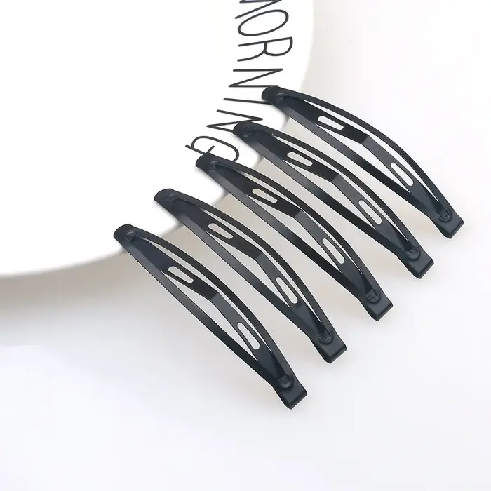 12 pinces à cheveux en métal noir de grande taille