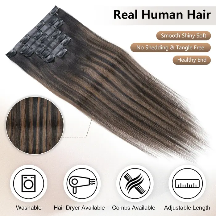 7 pièces pince sans couture dans les Extensions de cheveux