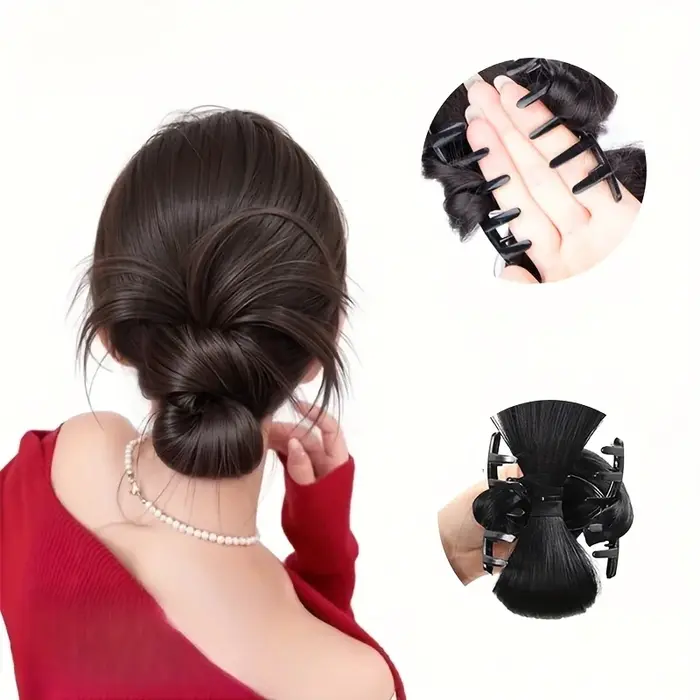 Chignon synthétique élégant à demi-cravate de 8 pouces, avec pince à griffes, perruque en plumes de 