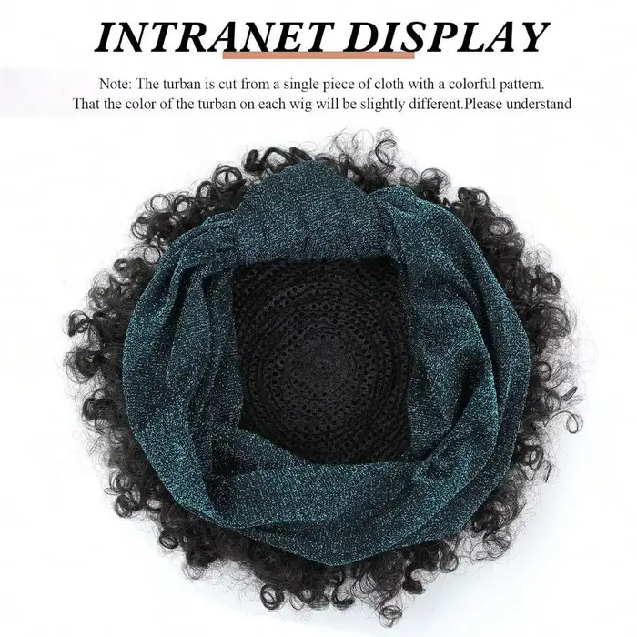 Perruques bandeau noires pour femmes, perruque afro bouclée synthétique courte avec bandeau intégré,