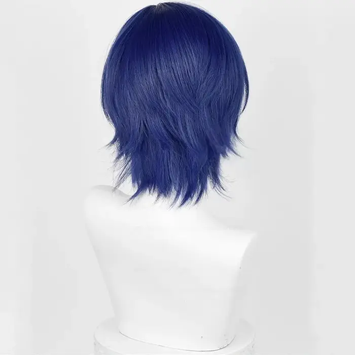 Perruque de Cosplay Synthétique Bleu Foncé