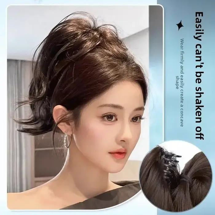 Extensions capillaires synthétiques courtes et bouclées pour femmes, postiche queue de cheval à Clip