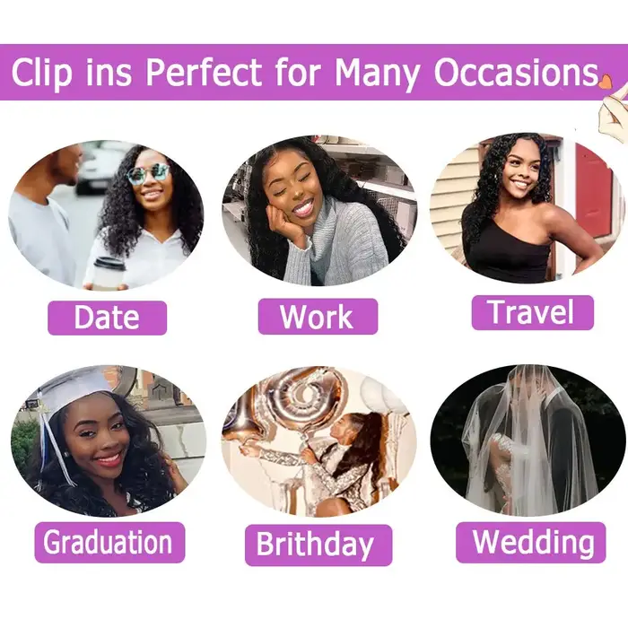 Extension de cheveux humains à clipser pour femmes noires
