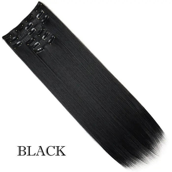 Extensions de cheveux synthétiques à clipser, mèches blondes longues et lisses, postiches complètes 