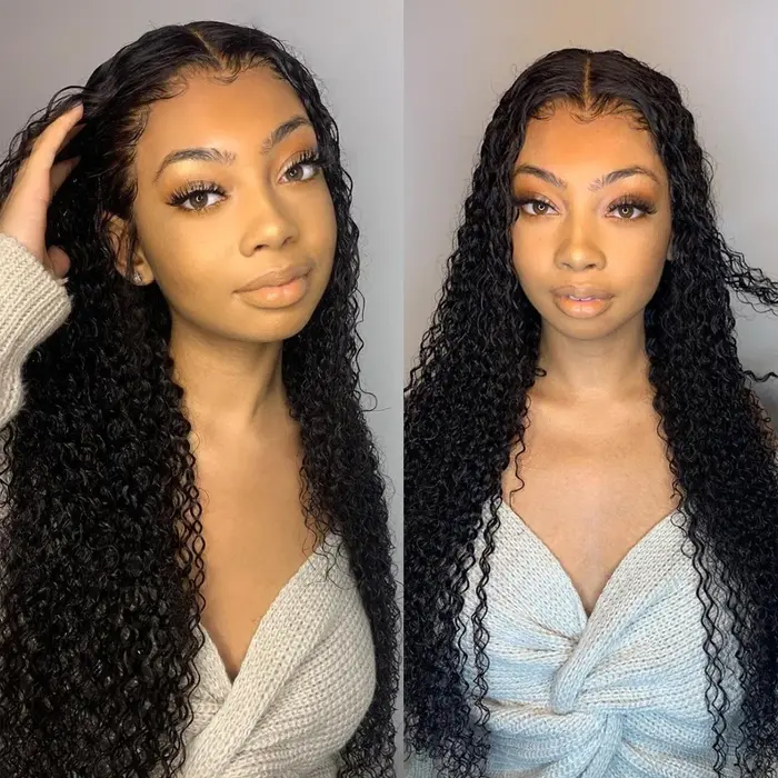 HairUGo – perruque Lace Front wig brésilienne non-remy naturelle, cheveux Jerry bouclés, 13x4, 13x4,
