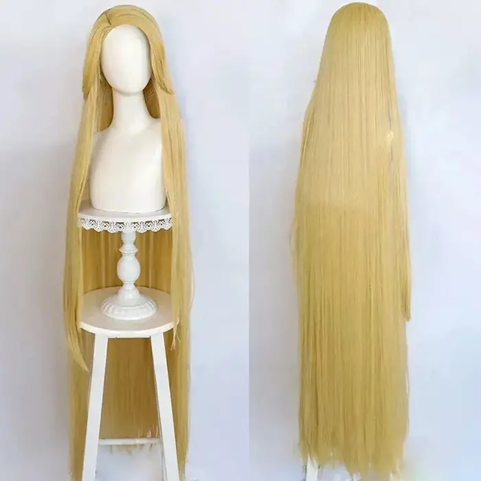 Raiponce Cosplay perruque film emmêlé princesse longue Blonde droite résistant à la chaleur cheveux