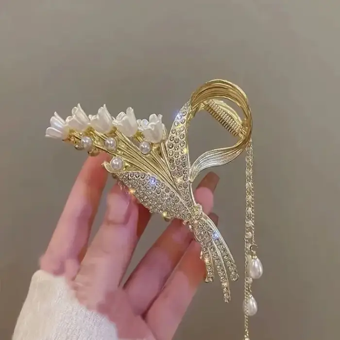 Pince à cheveux élégante surdimensionnée motif épi de blé : Luxueuse pour femme