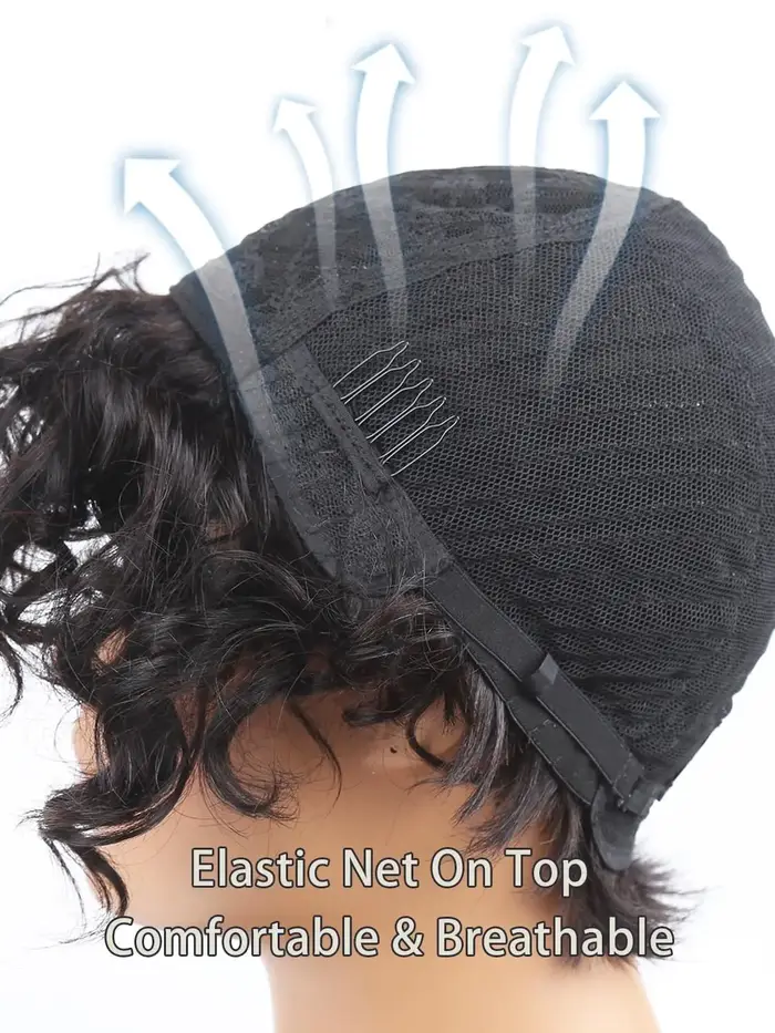 Perruque courte coupe pixie en cheveux humains pour femmes