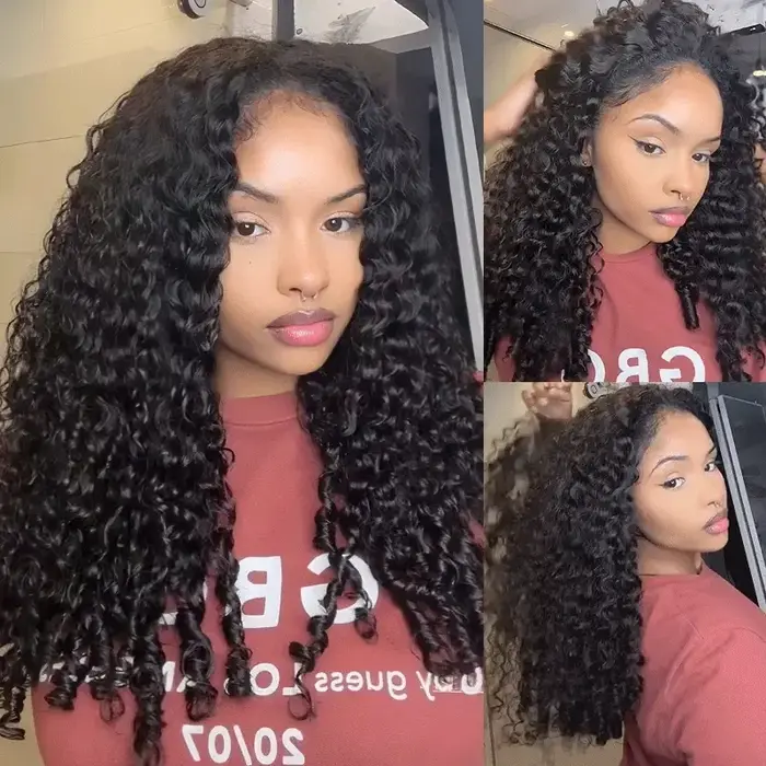Demi-perruque sans colle birmane Pixi bouclée 100% cheveux humains Remy sans couture rabat