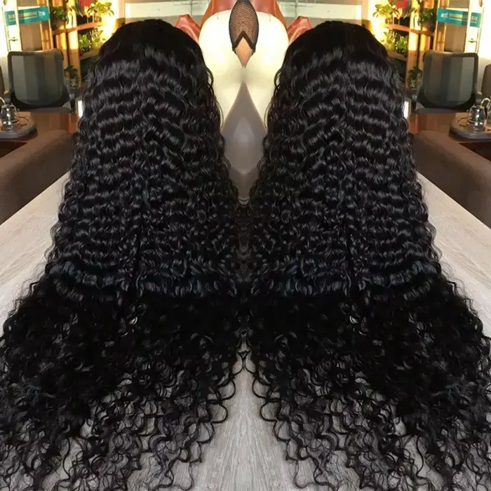 Perruque de cheveux humains brésiliens bouclés Deep Wave 13x6 sans colle, densité 250, avec dentelle