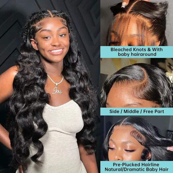 Perruque Lace Front Wig Body Wave Brésilienne Naturelle, Cheveux Humains, 13x6, 13x4, 4x4, Pre-Pluck