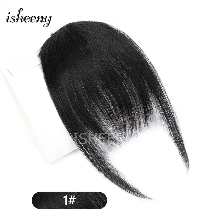 Isheeny Frange en cheveux humains naturels, 1 pièce à clipser, pour coiffure avec cheveux clairsemés