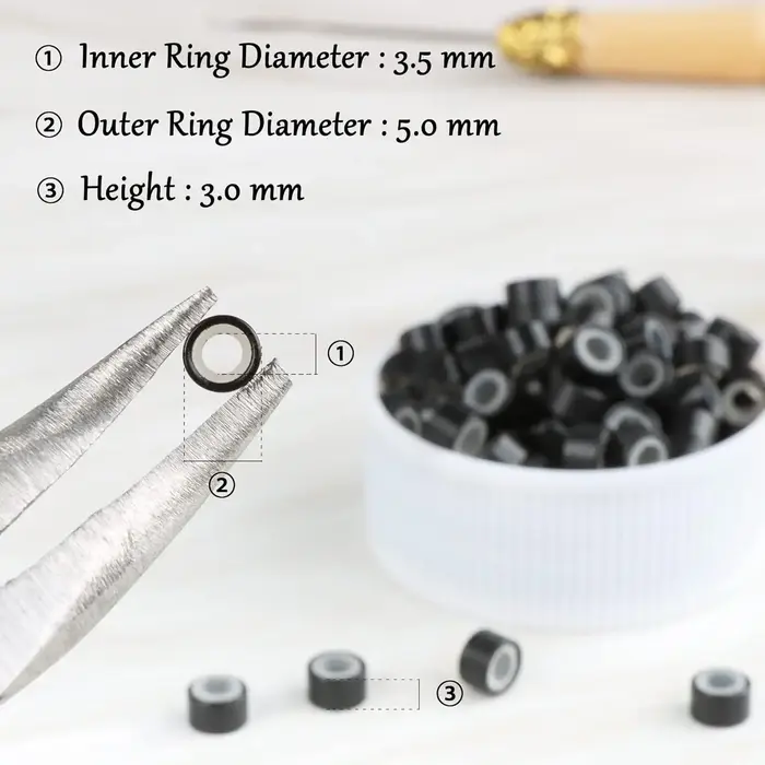 1000 pièces extension de cheveux micro anneau lien perles 5mm perles doublées de silicone adaptées a