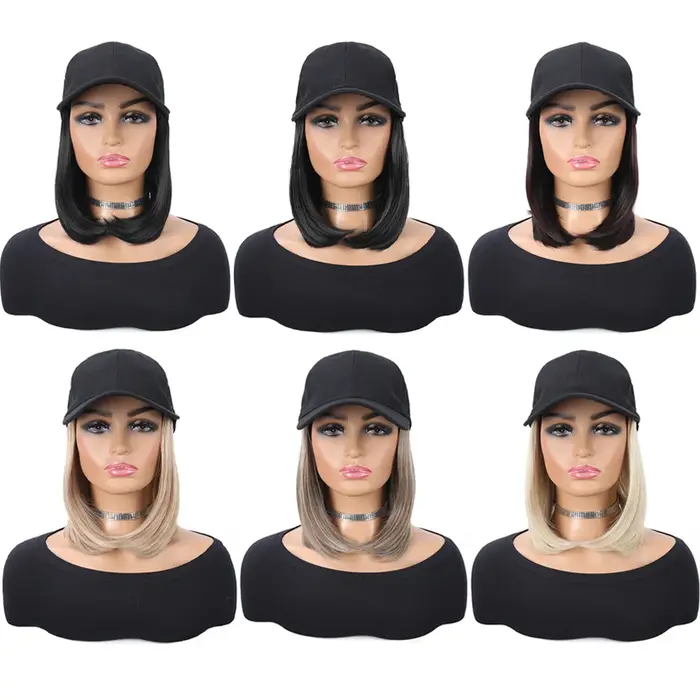 Casquette de Baseball avec Extensions de Cheveux Synthétiques