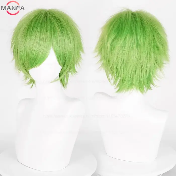 Perruque de Cosplay synthétique courte et lisse de 30cm