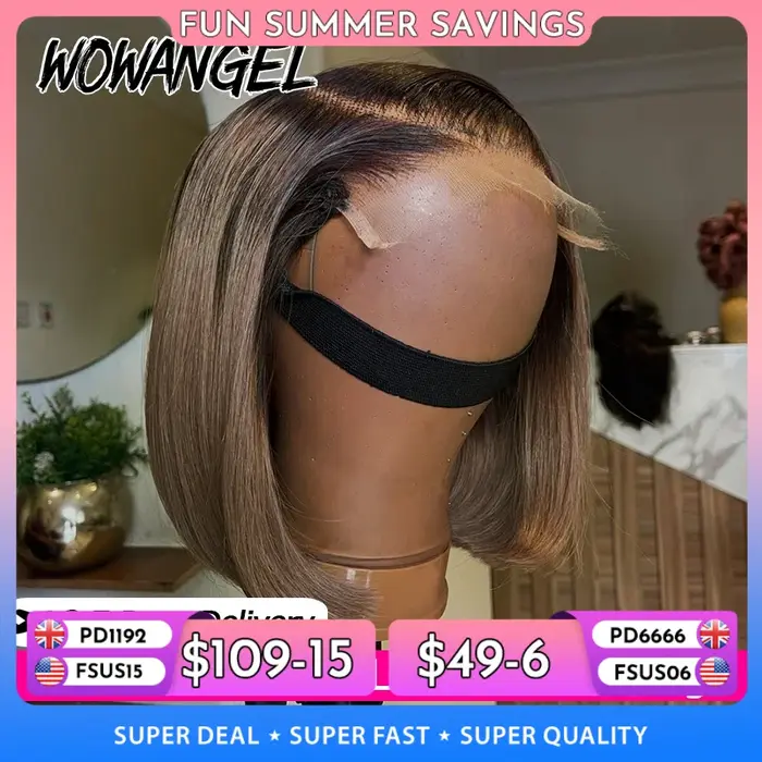 Perruque Bob Lace Closure Wig naturelle lisse