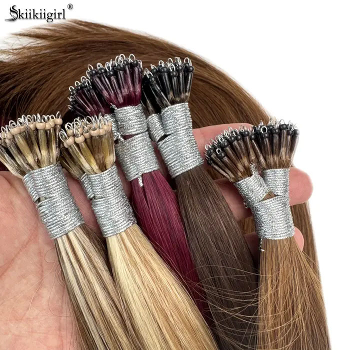 1 g/s 100 brins vrais cheveux humains Nano anneau Extensions
