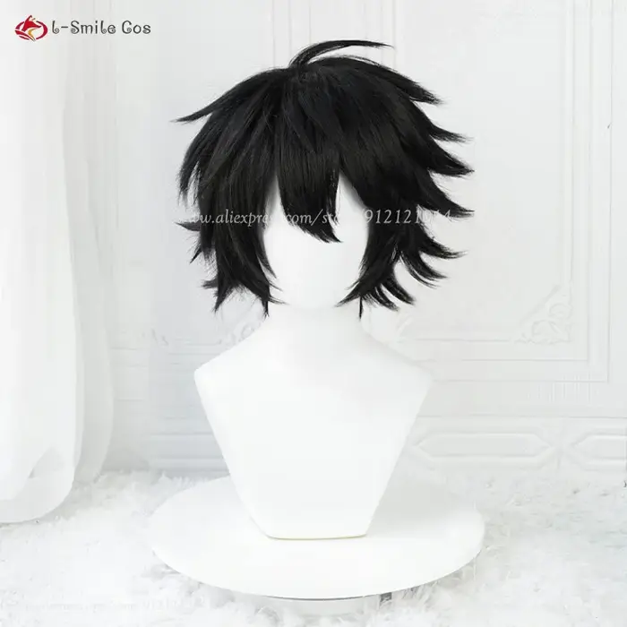 Haute qualité Anime L Cosplay perruque pour hommes L. Lawliet noir Cosplay Anime perruque résistant 