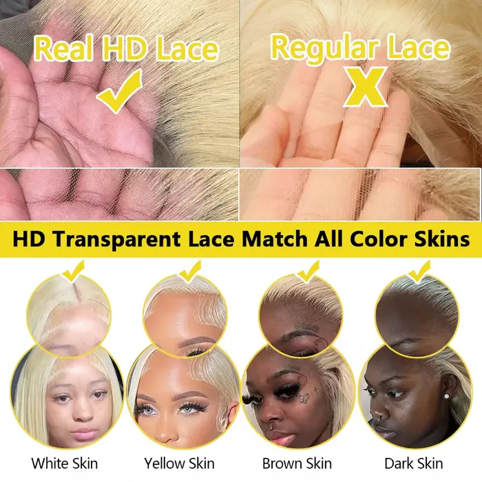 30 36 pouces 13x6 os droit 613 Hd miel blond dentelle avant perruques de cheveux humains brésilien 1