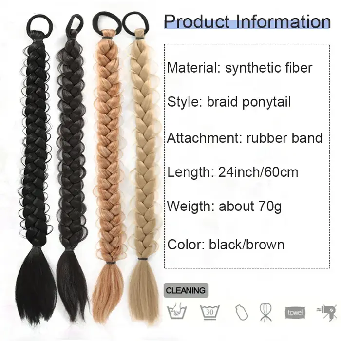 Extensions de queue de cheval tressées synthétiques pour femmes