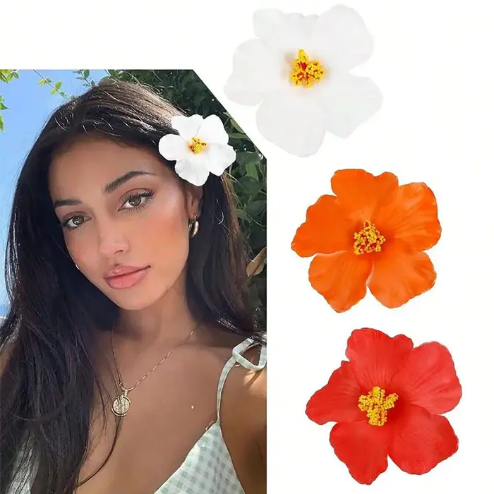 Pince à cheveux fleur hawaïenne pour femmes filles romantique bohème