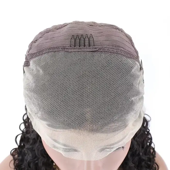 Perruque courte bouclée en cheveux humains