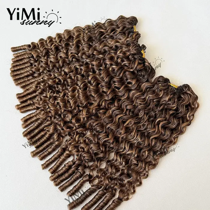 Extensions de cheveux humains bouclés birmanes 4/27/30 en plumes