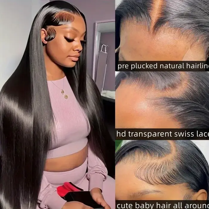 Perruque Lace Front Cheveux Humains Raides Brésiliens 2026 pour Femmes – Sans Colle – En Promotion