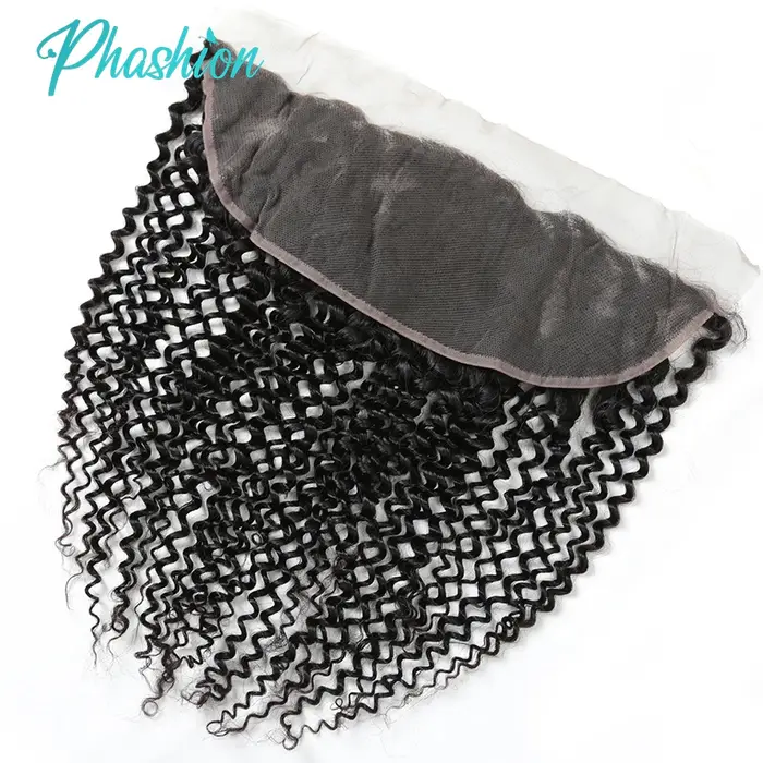 Phashion crépus bouclés oreille à oreille 13x4 dentelle frontale transparente suisse 4x4 fermeture p