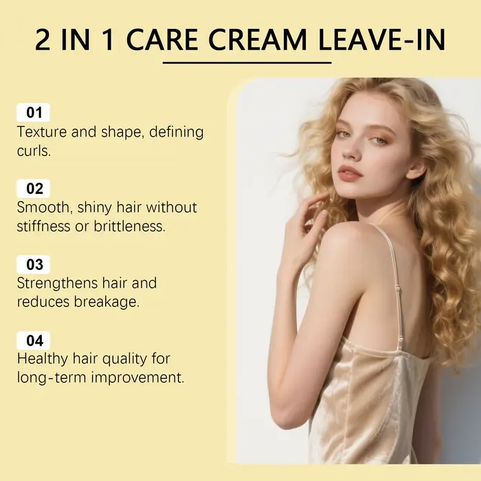 Crème revitalisante sans rinçage pour cheveux bouclés secs