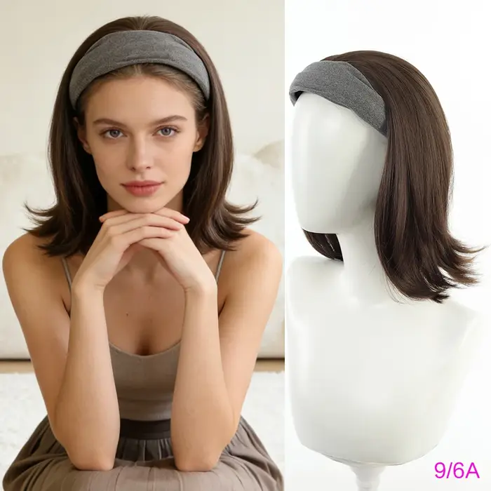 Perruque synthétique à bandeau pour femme
