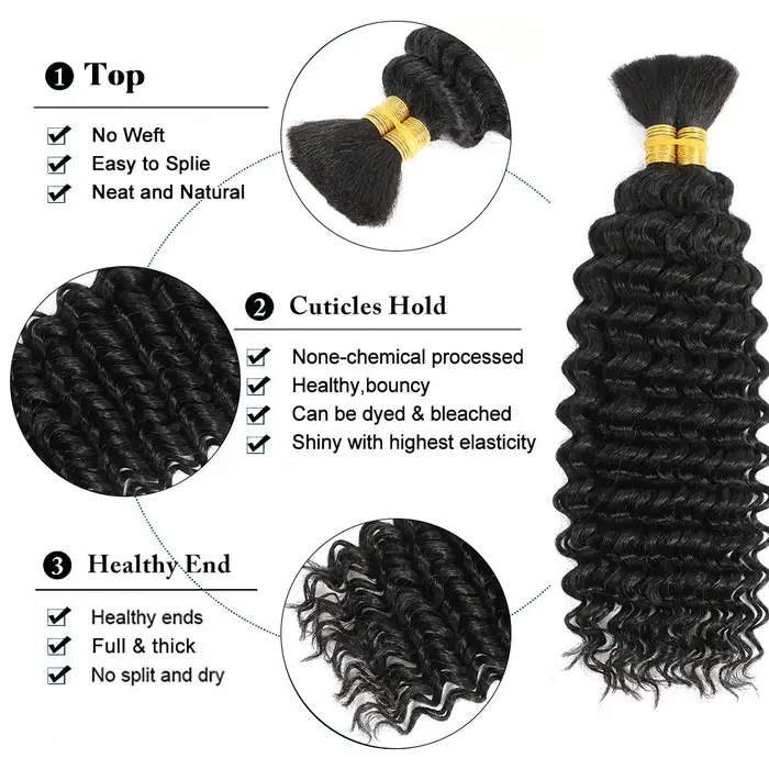 Boho tresses cheveux humains bouclés cheveux paquets en vrac pour tressage vague profonde 2 paquets 100g sans trame cheveux humains paquets Extension de cheveux