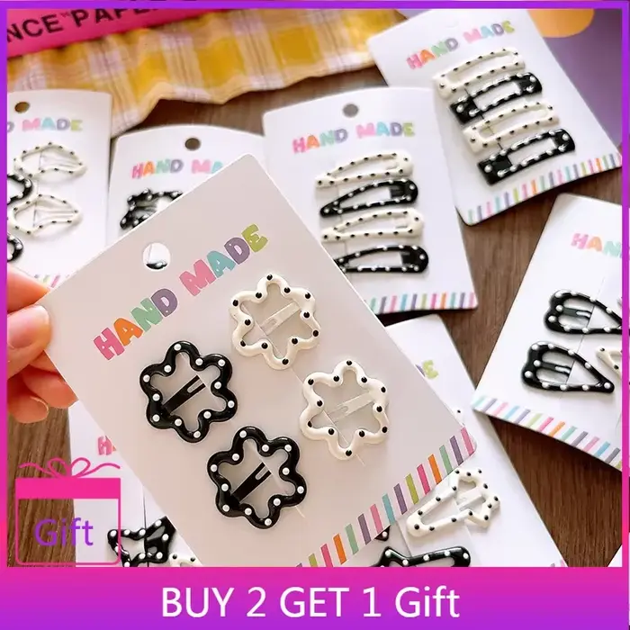 Strass Vintage à pois étoile pinces à cheveux ensemble japonais doux fille coeur géométrique Flyaway BB Clips enfants