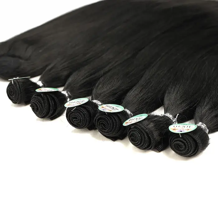 Extensions de cheveux synthétiques lisses et bouclés noirs