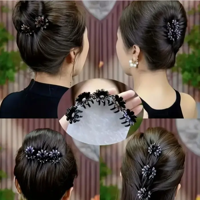 Pinces à cheveux mi-nouées en Mini fleurs et diamants